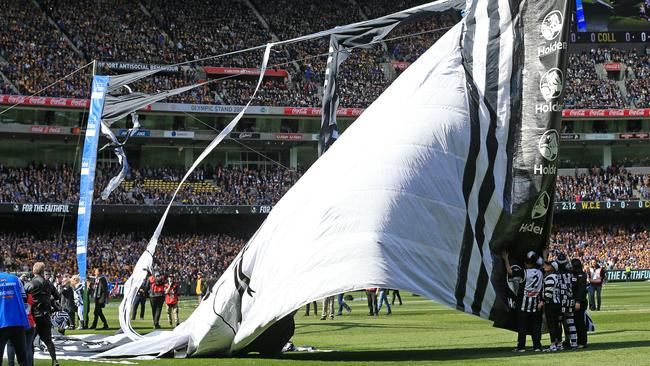 Collingwood have a banner disaster. Picture: Mark Stewart