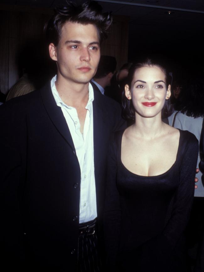 Johnny Depp and Winona Ryder at the premiere of the film Mermaids in December 1990. Picture: Barry King/WireImage)