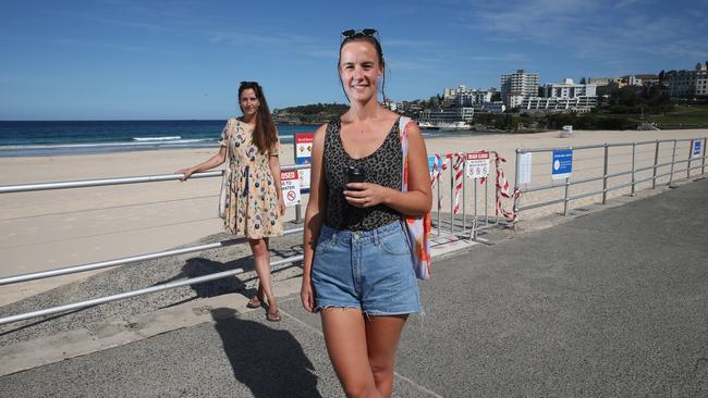 Helen Hatfield, 33, with friend Lizzie Chadwick 32 out walking at Bondi Beach on Wednesday. Picture: Britta Campion