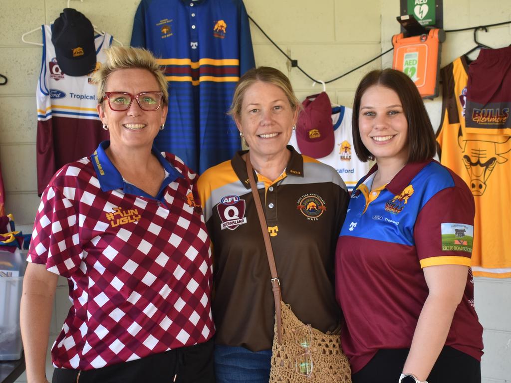 Jodi Keogh, Renae Spanner and Georgia Spanner at the AFL Capricornia senior grand final day at Stenlake Park, Rockhampton, on August 31, 2024.