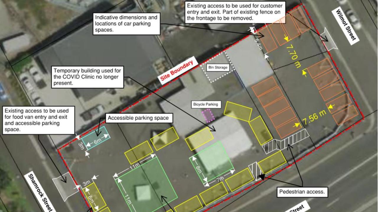 Plans by 6ty Degrees for a proposed food van hub at 246-248 Wellington St, South Launceston. Picture: City of Launceston/ 6ty Degrees