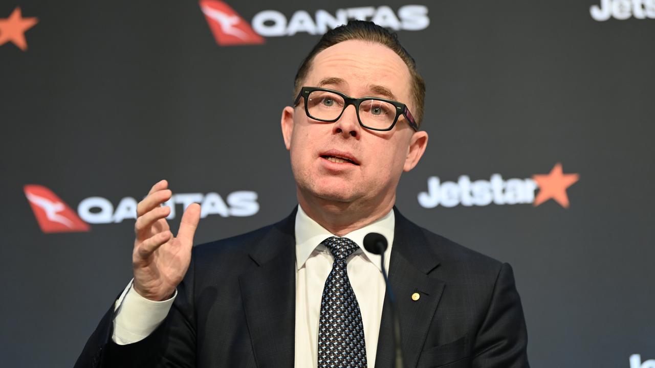 Qantas CEO Alan Joyce holds a market update into the airlines current positioning and future plans. Picture: NCA NewsWire / Jeremy Piper