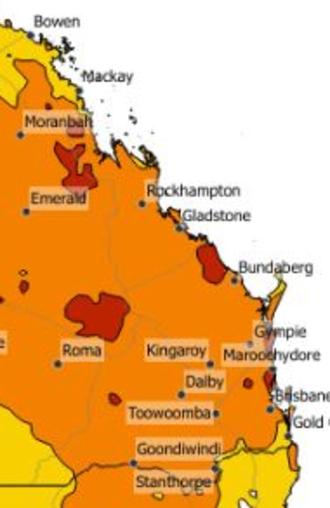 Much of Queensland is in the grip of a severe heatwave. Picture: Bureau of Meteorology