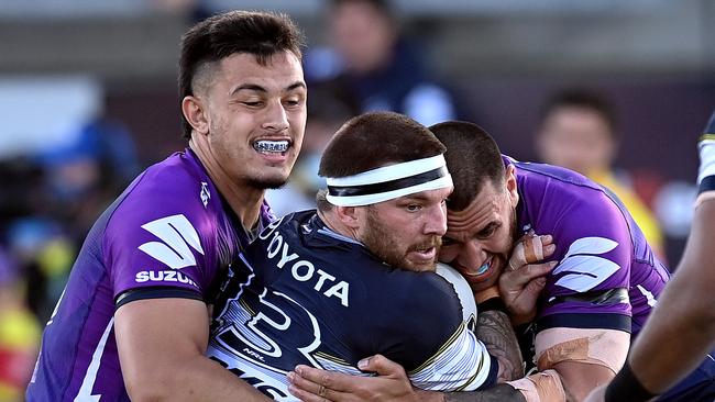 Josh McGuire was sin-binned while the Cowboys were in possession after verbally abusing referee Grant Atkins. Picture: Getty Images.