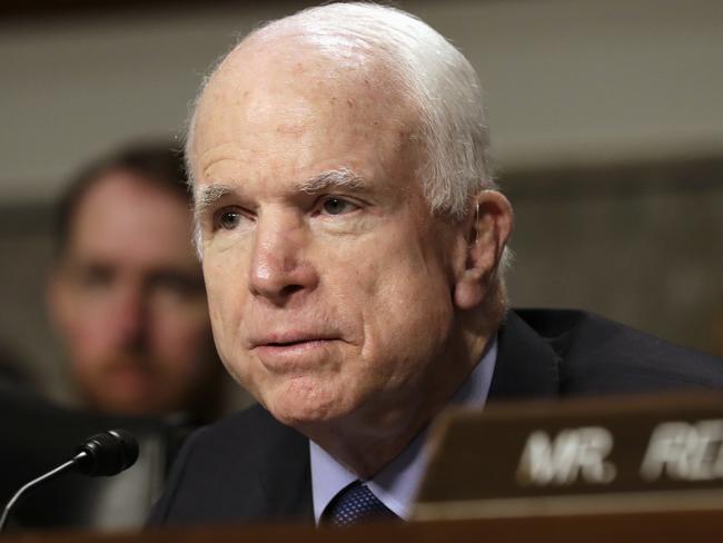 Senate Armed Services Committee Chairman Sen. John McCain speaks on Capitol Hill in Washington. Picture: AP