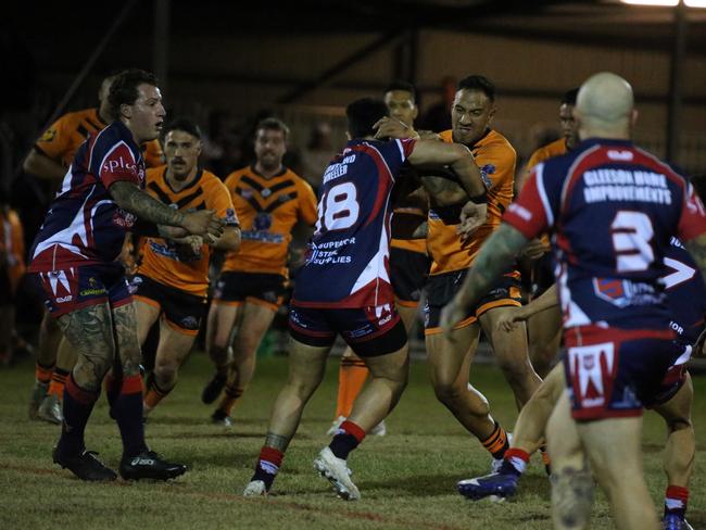Israel Folau makes his Rugby League Gold Coast debut for Southport Tigers against defending champions Runaway Bay at Owen Park, Southport. Pic Mike Batterham