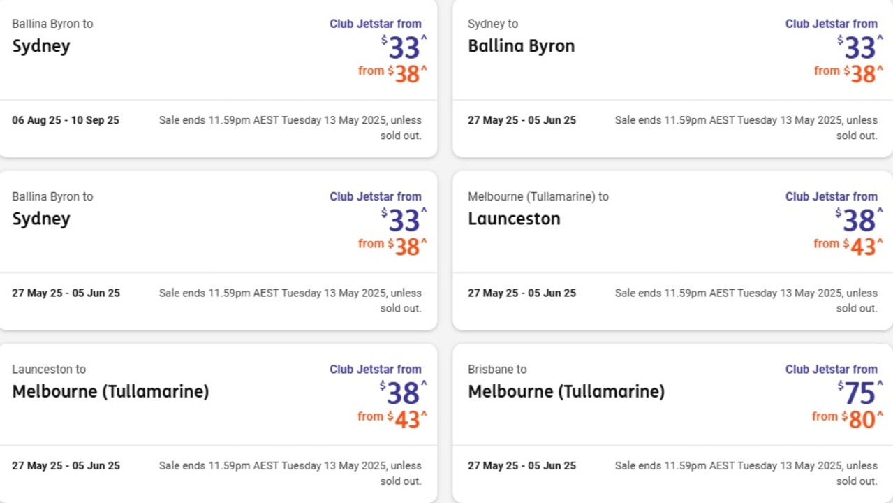 Domestic fares will be available from $38 – unless you’re a Club Jetstar member, it’s $33.