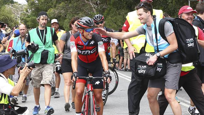 CYCLING - Tour Down Under - Stage 6 - McLaren Vale to Willunga. Richie Porte after the stage win. Picture Sarah Reed