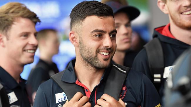 Christian Salem and his teammates arrive at Sunshine Coast Airport. Picture: Patrick Woods/Sunshine Coast Daily.