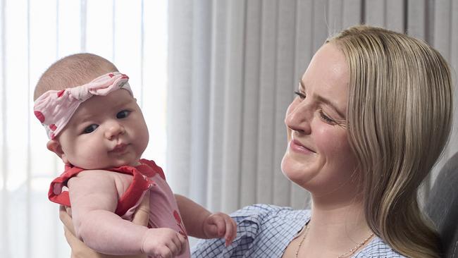 Maddy Quintrell with Finlay, 2 months at home in Flagstaff Hill, Sunday, Dec. 15, 2024. Picture: Matt Loxton