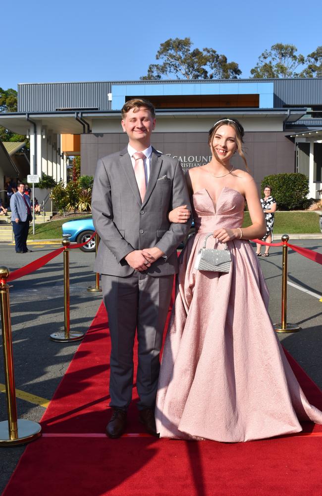 Kobi Moran and Chanel Keetley at the 2023 Caloundra Christian College formal. Picture: Jorina Maureschat