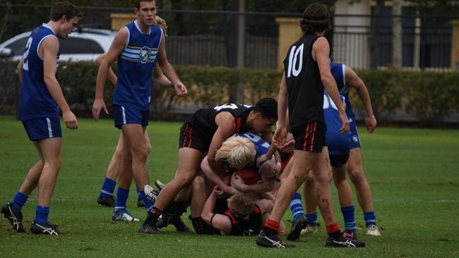 Action from Sacred Heart’s game against Rostrevor earlier this year.