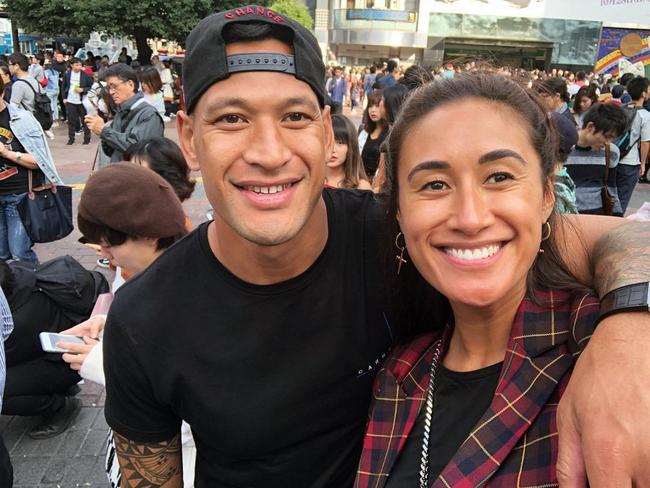 A spokesman for Israel Folau, with his wife Maria, called GoFundMe’s decision “disappointing”.