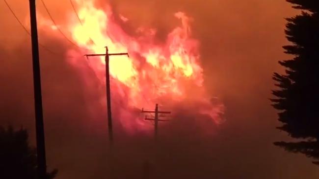 Flames in Tathra on Sunday afternoon. Picture: 9 NEWS