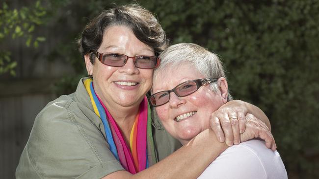 Hume Citizen of the Year Tracie Oldham (left) and her wife Carole. Picture: Ellen Smith