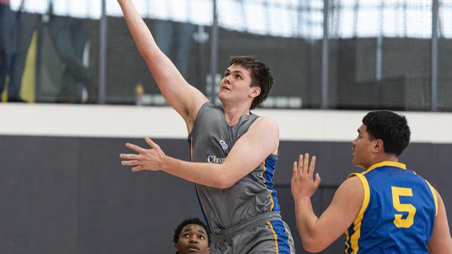 Kurt Siwek of Churchie 1st V against Toowoomba Grammar School 1st V in Round 4 GPS basketball at Toowoomba Grammar School, Saturday, August 3, 2024. Picture: Kevin Farmer