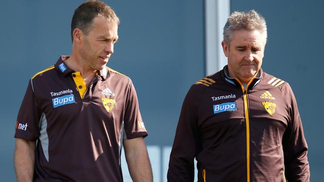 Alastair Clarkson and Chris Fagan at Hawthorn. Photo: Michael Willson/AFL Media