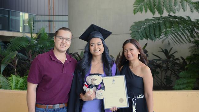 Sopeara Chheng graduated with a Masters of Teaching, supported by her mother and partner. Picture: Elodie Jakes