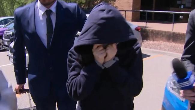 The woman leaving Armadale Magistrates Court on Wednesday. Picture: Nine News