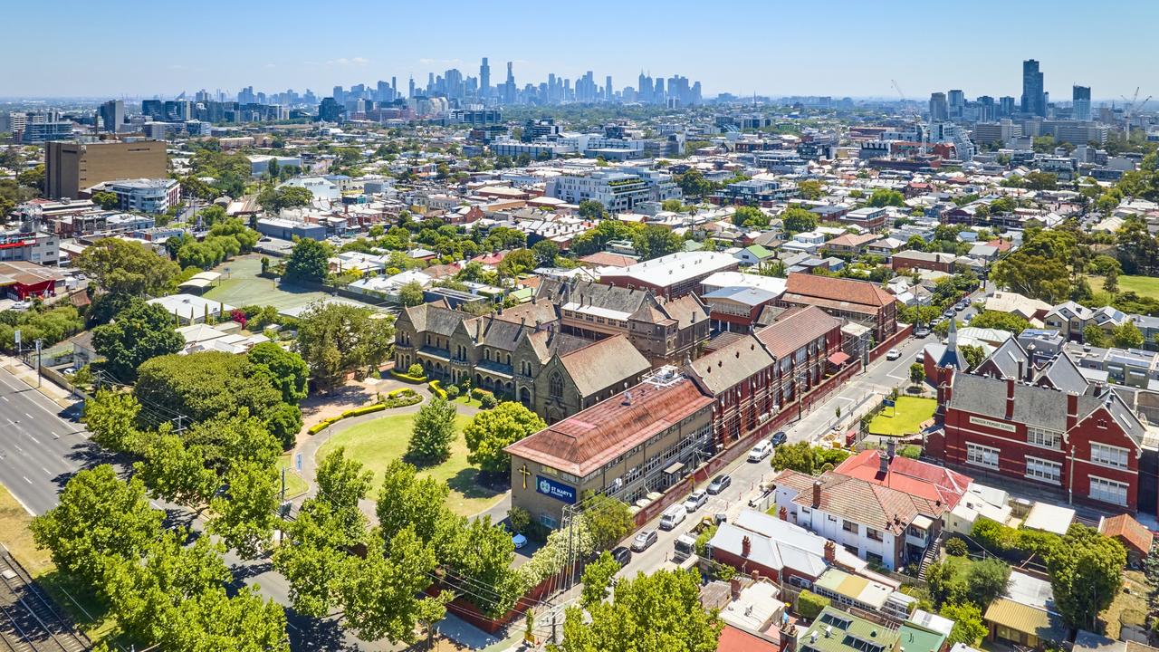 The former school at 187 Dandenong Rd, Windsor, is about 7km to Melbourne’s CBD.