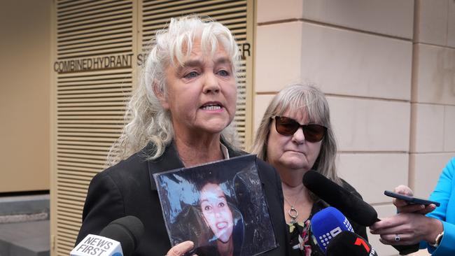 Andrea Foster, mother of Michelle Foster gives a statement outside Coroners Court pleading for changes in the health and prison systems. Picture: Dean Martin
