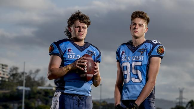 Stingrays players Cynan Tomkins and Jayden Paludan. Picture: Jerad Williams