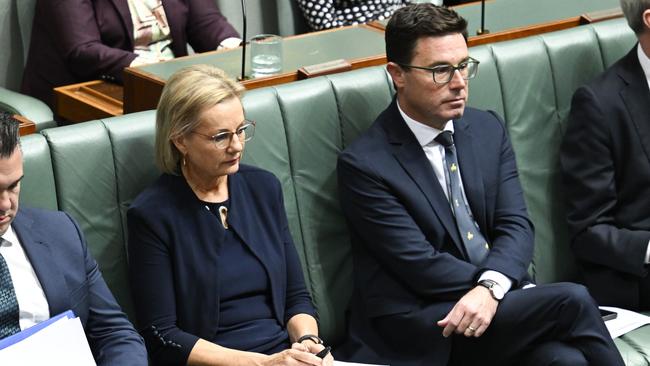 Liberal leader Sussan Ley with Nationals leader David Littleproud at Parliament House in March. Picture: Martin Ollman / NewsWire