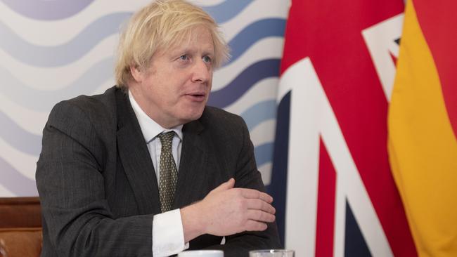 Prime Minister, Boris Johnson hosts a virtual meeting of G7 leaders in the Cabinet Room at Number Ten, Downing Street on February 19. Picture: Getty