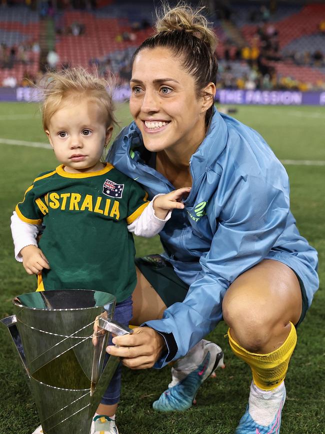 Gorry and Harper after winning the Cup of Nations in February. Picture: Cameron Spencer