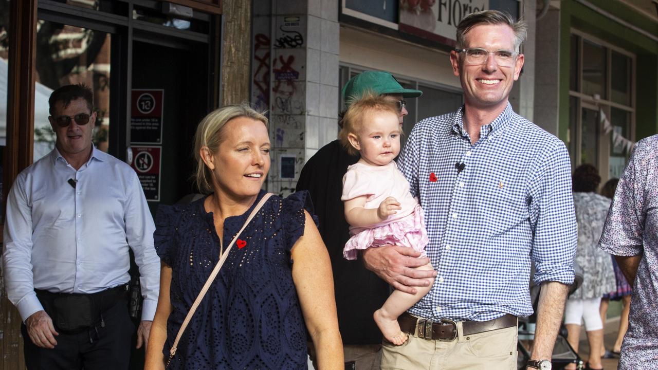 Mr Perrottet with his wife Helen and daughter Celeste. Picture: NCA/NewsWire/Natalie Grono