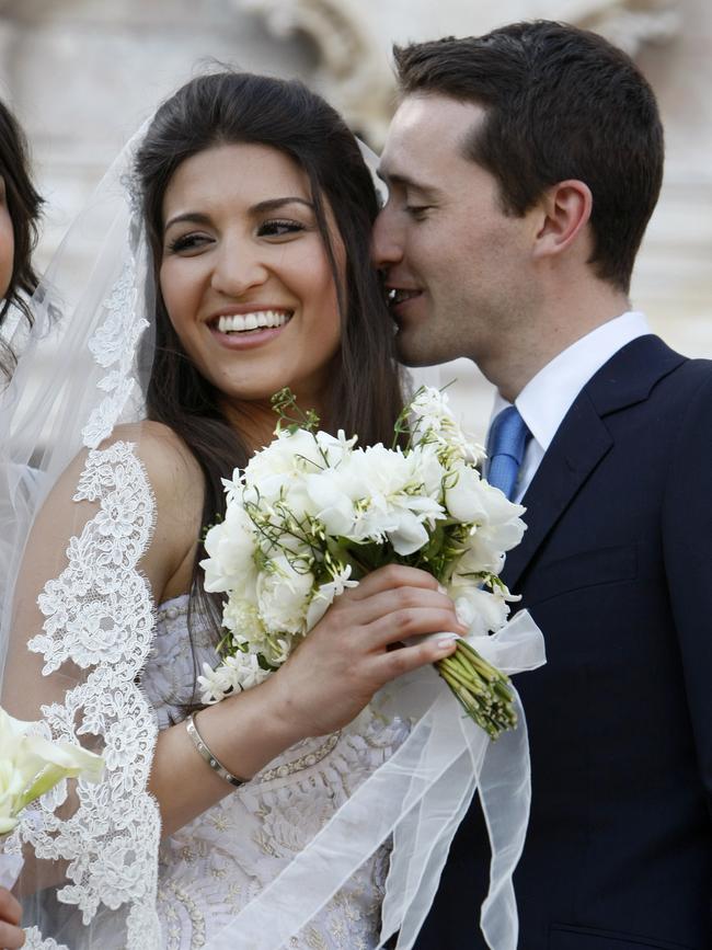 Hoda Vakili and Tom Waterhouse on their wedding day in 2013. Picture: Antonio Parrinello