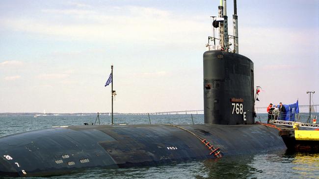 The American nuclear-powered fast attack submarine USS Hartford in Annapolis. Picture: AP