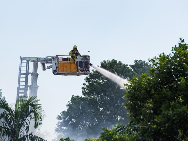 NT Fire and Rescue Service engages in extinguishing a fire occurring at a residence located Jingili Terrace in Jingili. Picture: Pema Tamang Pakhrin