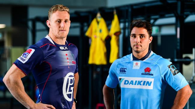 Wallabies Reece Hodge (Melbourne Rebels) and Nick Phipps (NSW Waratahs) return to their franchises this week in a crucial Super Rugby clash. Picture: rugby.com.au/Stuart Walmsley