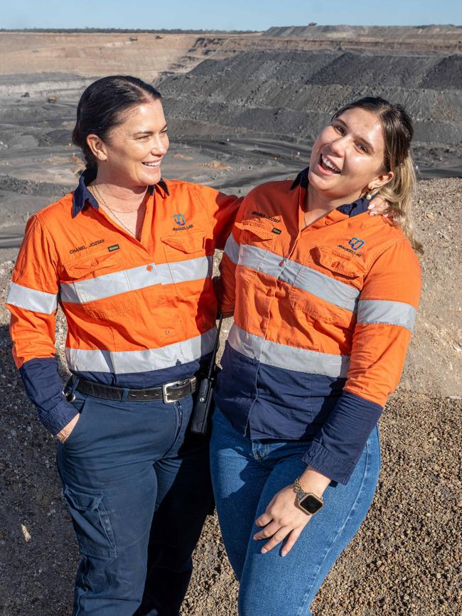 Brianna Jozsef (right) and her mum Chanel Jozsef both work at Bravus Mining and Resources' Carmichael Mine. Photo: Cameron Laird