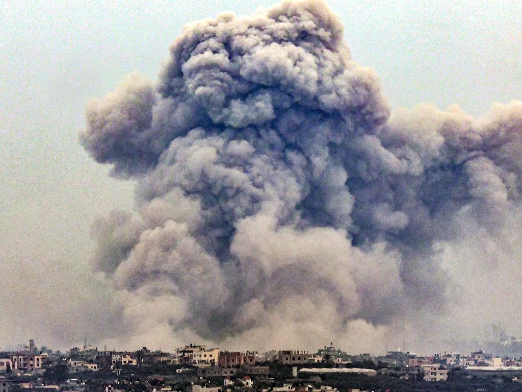 Smoke billows over Khan Yunis from Rafah in the southern Gaza Strip during Israeli bombardment on January 2, 2024 amid the ongoing conflict between Israel and the Palestinian militant group Hamas. Picture: AFP