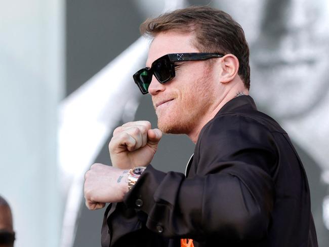 LAS VEGAS, NEVADA - SEPTEMBER 13: WBC/WBA/WBO super middleweight champion Canelo Alvarez arrives for a ceremonial weigh-in in Toshiba Plaza at T-Mobile Arena on September 13, 2024 in Las Vegas, Nevada. Alvarez is scheduled to defend his titles against Edgar Berlanga at the arena September 14.   Steve Marcus/Getty Images/AFP (Photo by Steve Marcus / GETTY IMAGES NORTH AMERICA / Getty Images via AFP)