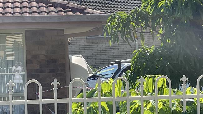 A car crashed into the side of a Sunnybank house on Saturday afternoon. Picture: Andreas Nicola