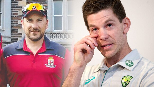 Shannon Tubb, PAC’s First XI coach, and Tim Paine stepped down as Australian men's Test Cricket Captain at Hobart. Artwork: The Advertiser