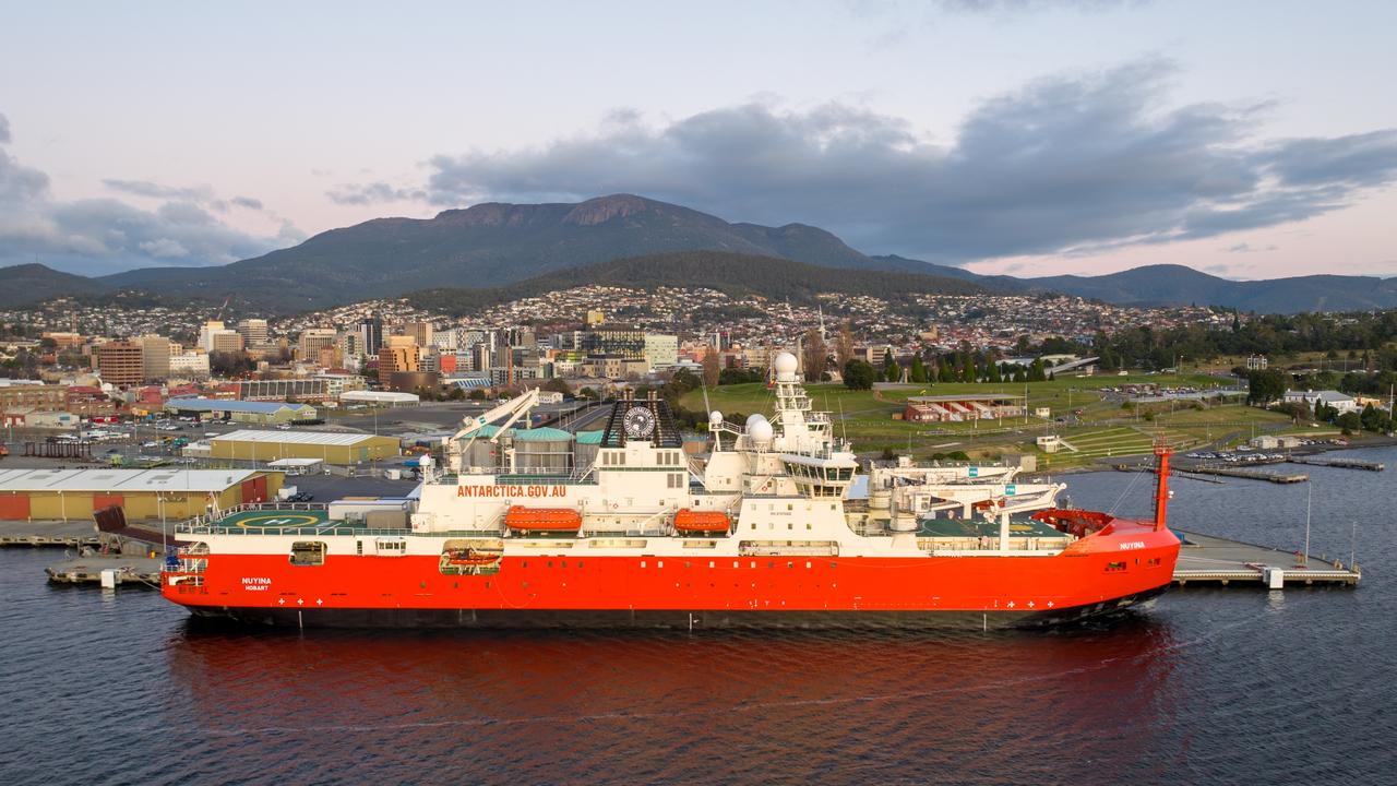 The RSV Nuyina in Hobart for maintenance work. Picture: City of Hobart