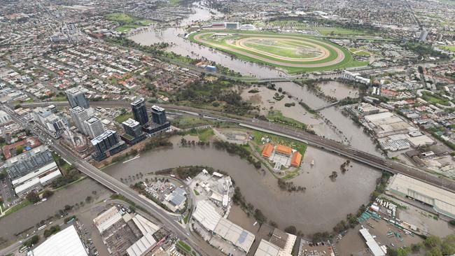 Flooding along the Maribyrnong River. Picture: David Caird