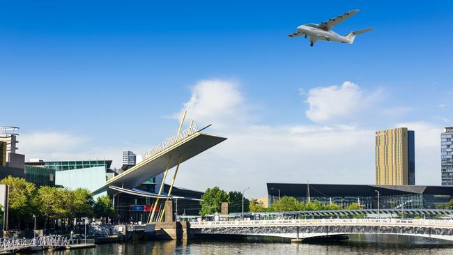 Render of a Skyportz/Electra Aero aircraft in Melbourne.