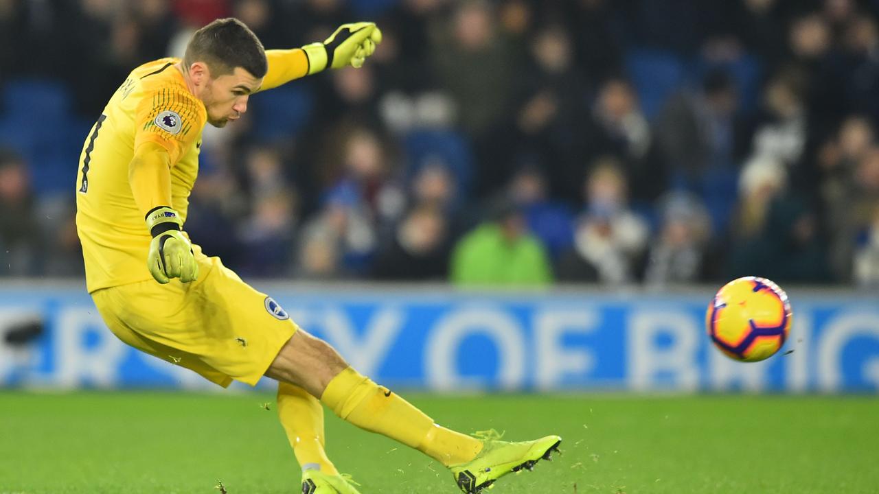 Mathew Ryan starred against Arsenal. (Photo by Glyn KIRK / AFP) 