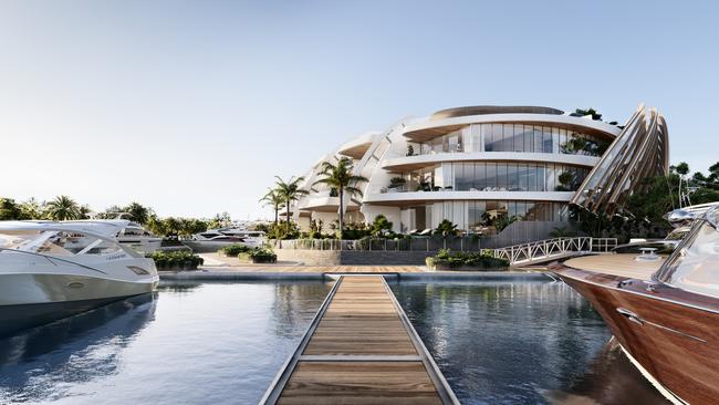 Artist impression of the Sovereign Collection luxury unit complex which is being built on the Sovereign Islands. Picture: Supplied