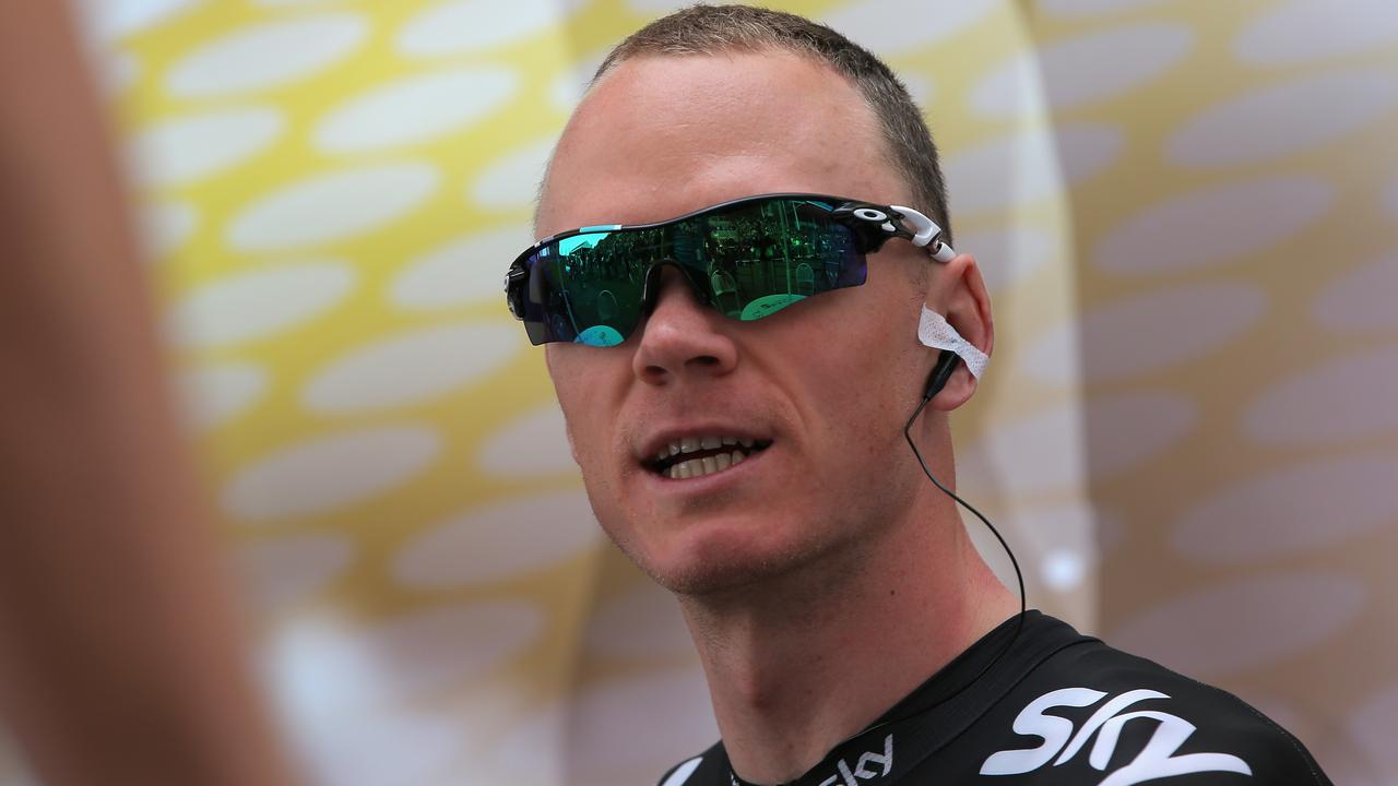 YORK, ENGLAND - JULY 06: Chris Froome of Great Britain and Team Sky looks on during sign in prior to stage two of the 2014 Le Tour de France from York to Sheffield on July 6, 2014 in York, United Kingdom. (Photo by Doug Pensinger/Getty Images)