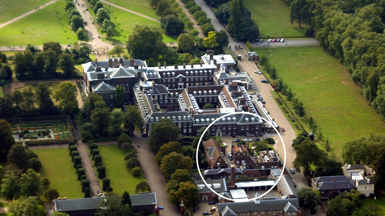 Nottingham Cottage is circled in this aerial view of Kensington Palace. Picture: Getty Images