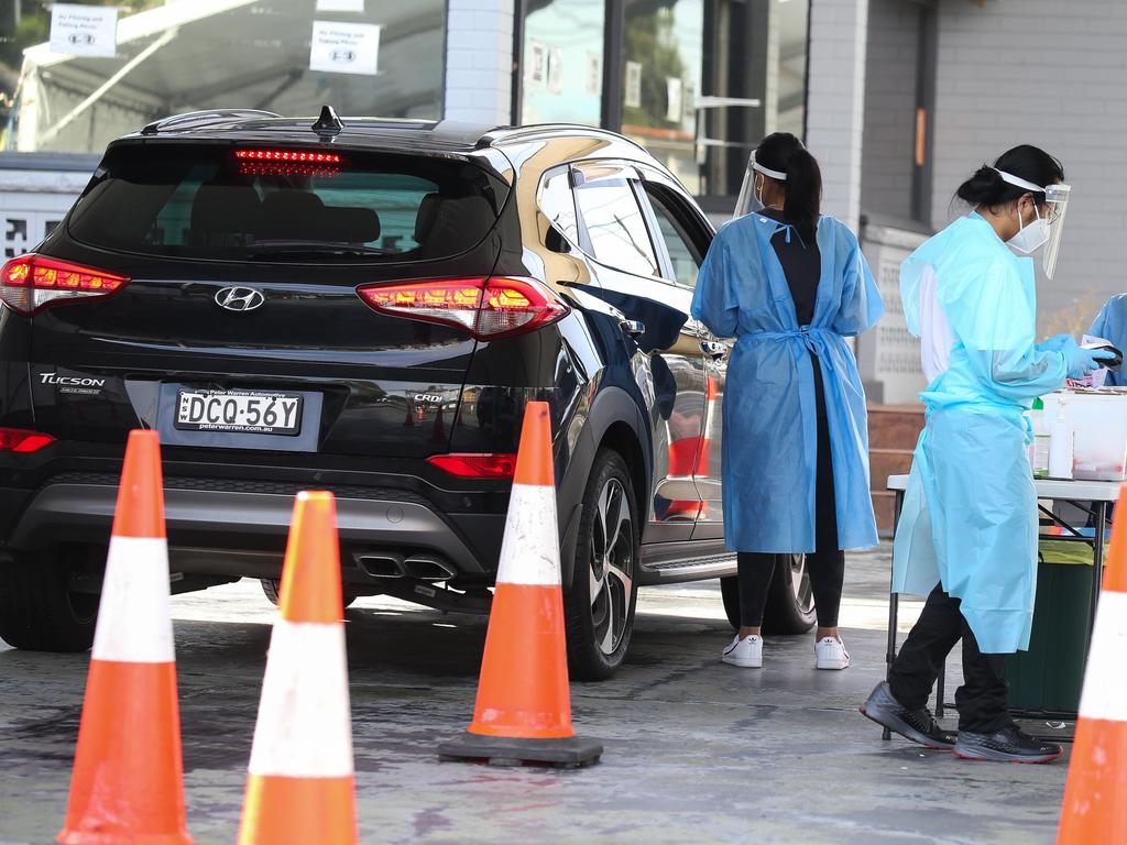 Health Professionals are seen working at the Haberfield Covid testing site in the inner West in Sydney. Picture: NCA NewsWire /Gaye Gerard