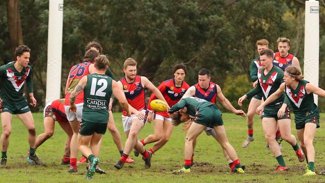 Action from the Blackwood v Echunga round eight HFL clash. Picture: Supplied, Fi Zev Photography