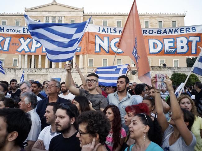 Demonstrators during a rally in Athens, Greece. Picture: Milos Bicanski / Getty Images