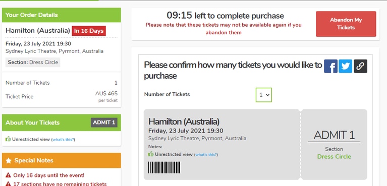 Hamilton tickets best sale sydney price